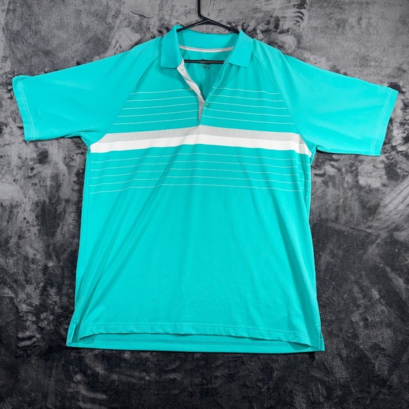 Slazenger Other - Slazenger Mens XL Golf‎ Polo Shirt Teal Green Striped Performance Short Sleeve